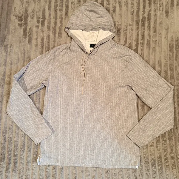 Vince Womens Grey White Striped Long Sleeve Pullover Hoodie Italian Fabric‎ S - Image 2