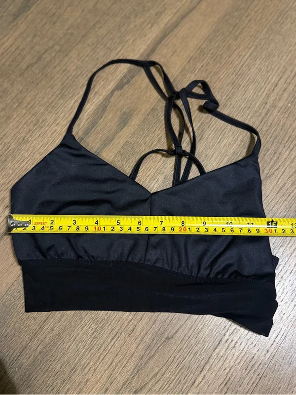 Alo Yoga Lavish Bra Glossy Black Mesh:Size Medium - Image 9