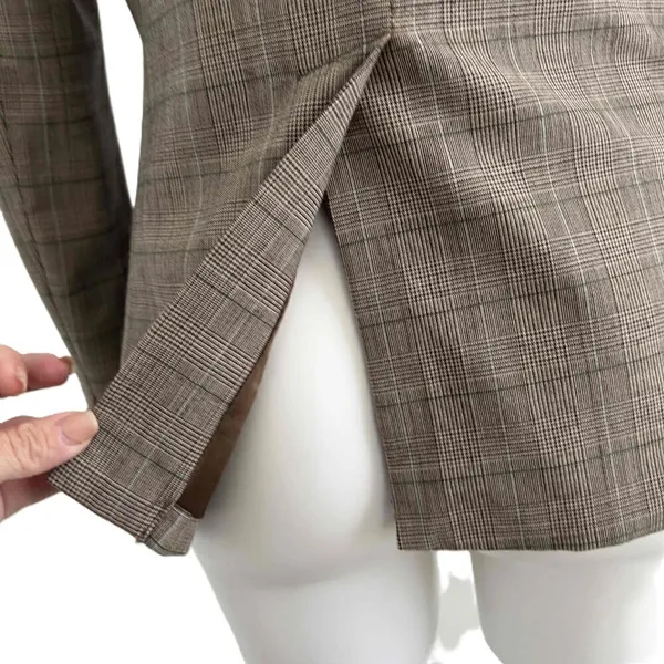 GAP Vintage 90s Wool Blazer Academia Brown Check Y2K - Image 8