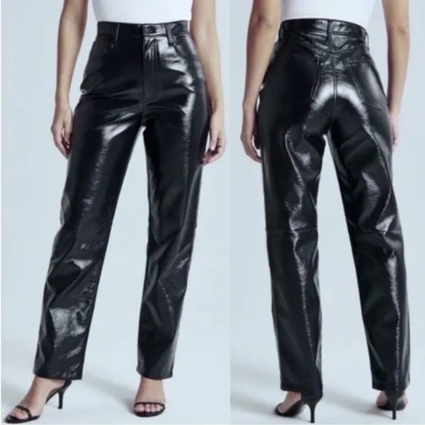 Abercrombie & Fitch Curve Love 90s Straight Ultra High Rise Patent Leather Pants - Image 8