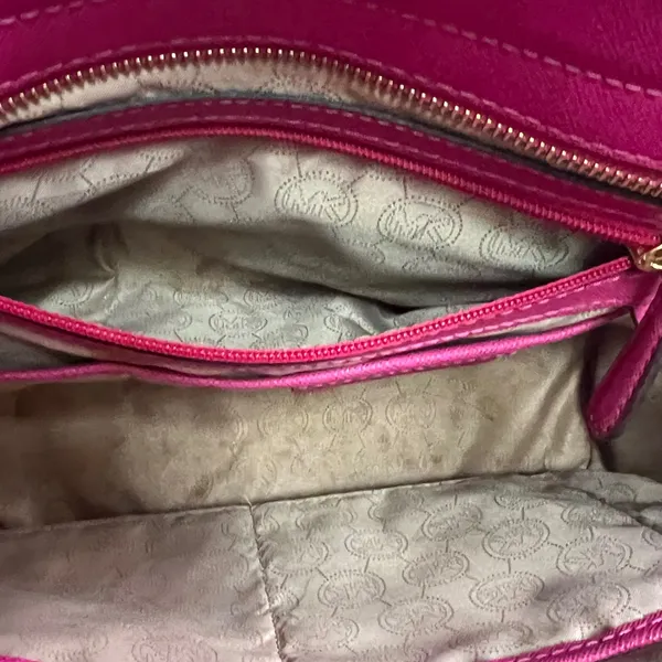 Michael Kors Selma Satchel Women Medium Magenta Pink Studded Saffiano Leather - Image 11