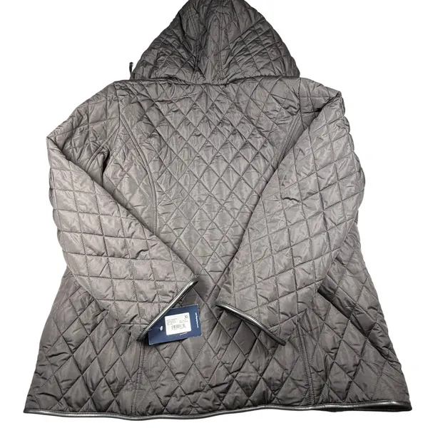 London Fog Jacket Women's XXL Quilted Black Full Zip Pockets New Damaged - Image 2
