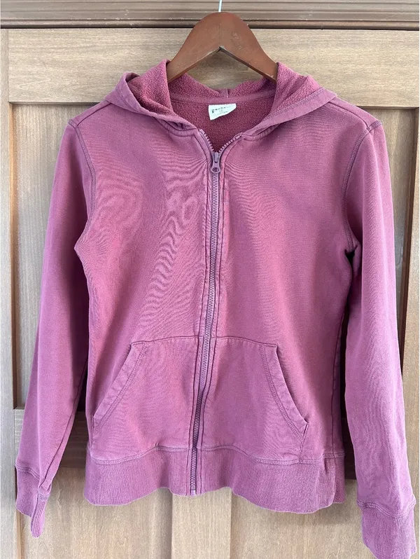 Pact Organic Cotton Fleece Full Zip Hoodie Sweatshirt Mauve Pink Women’s Small - Image 4