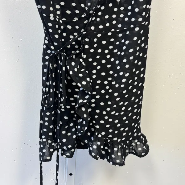 Princess Polly Polka Dot Wrap Mini Dress Black White Ruffle Hem Size US 2 Summer - Image 5