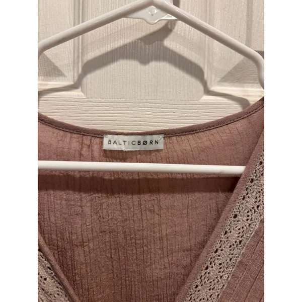 Baltic Born Amelia Dress Mauve Dusty Lavender Lace Trim Mini XL Boho‎ Ruffle Hem - Image 2