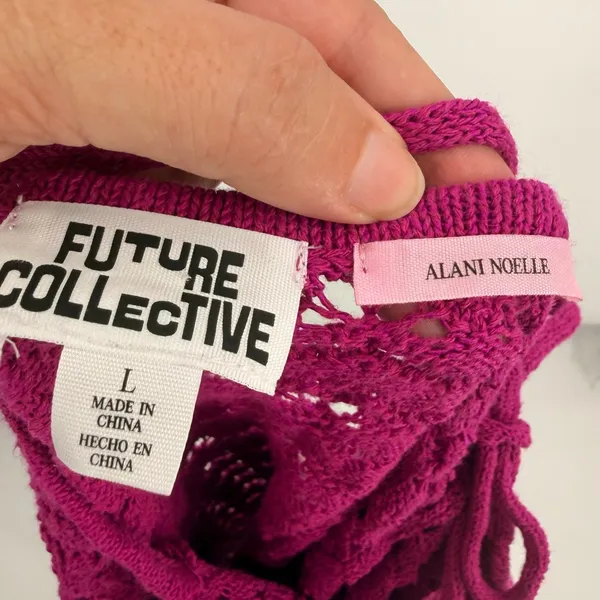 Future Collective Alani Noelle Crochet Halter Maxi Dress L Magenta Y2K Festival - Image 8