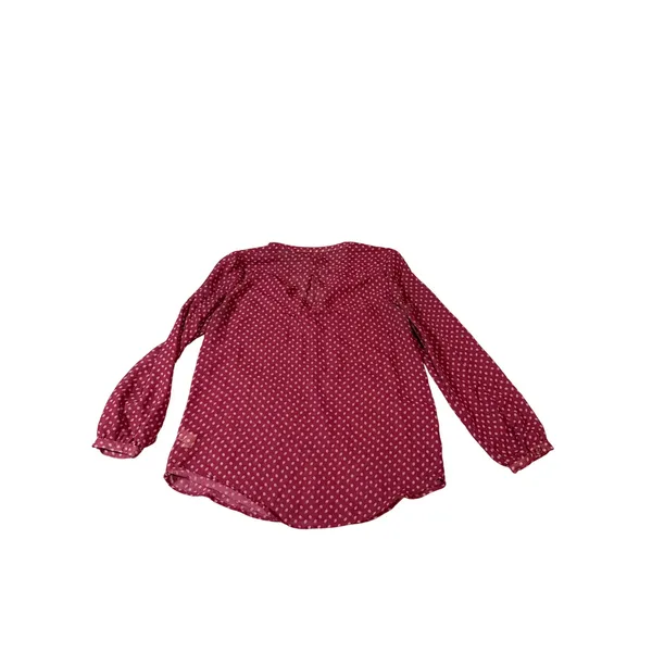 Gap‎ Size Small Maroon Red Blouse Long Sleeve Button Front V-Neck Flowy Print - Image 8