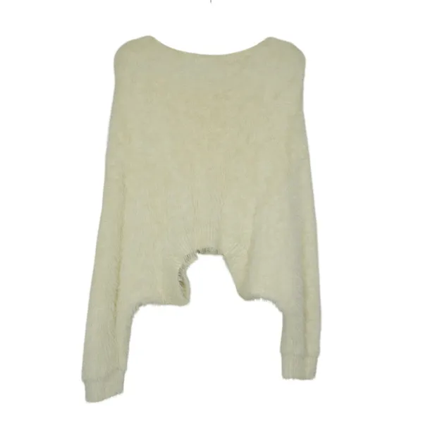 Free People FP One Ivory Fuzzy Knit Cropped Sweater Cozy Oversized Soft - Image 8