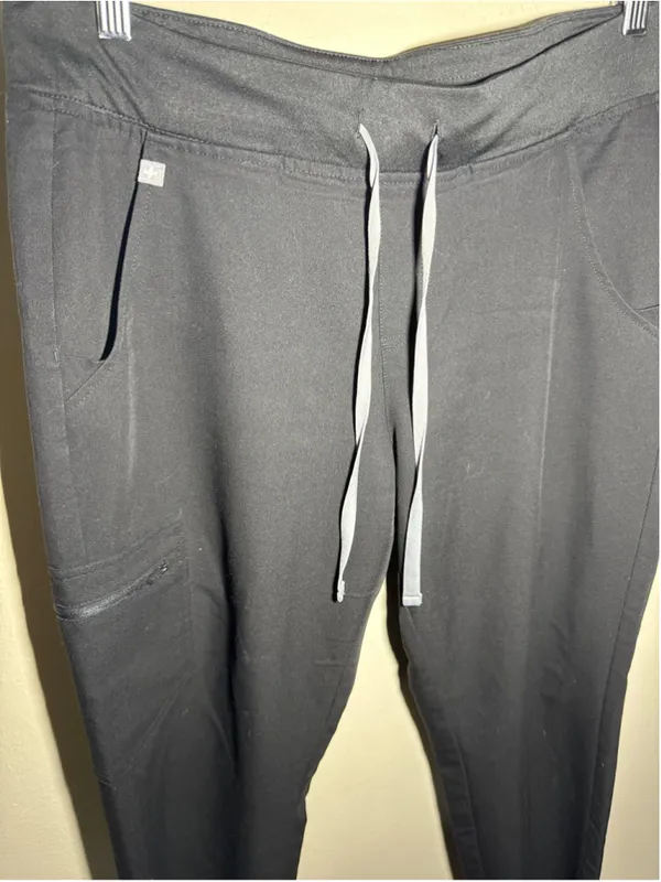 FIGS Jogger Scrub Pants Black with Grey Drawstring 27” inseam - Image 2