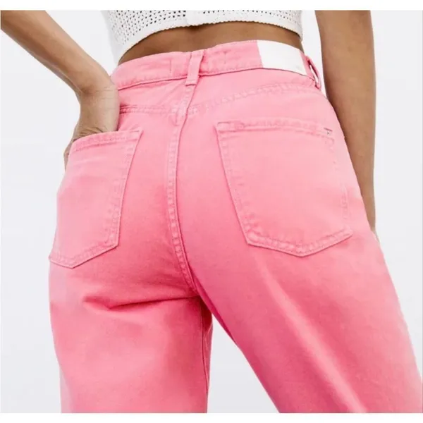 Zara pink high rise mom Jean cotton size 6 - Image 2