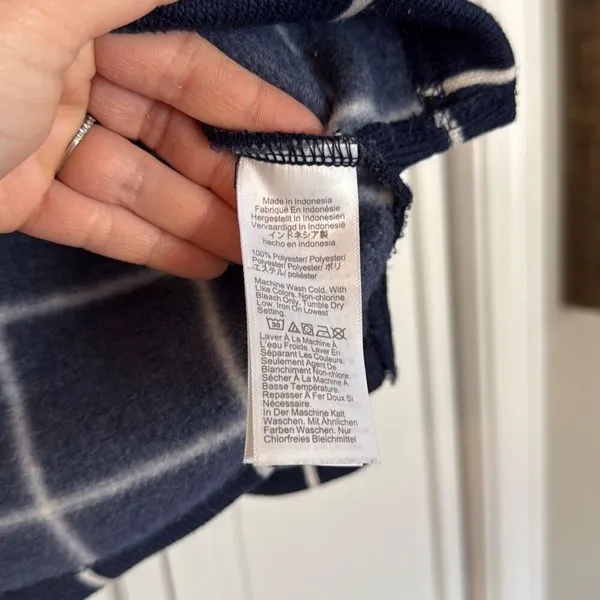 J.Crew navy windowpane turtleneck fleece sweater M - Image 5
