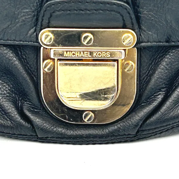 Michael Kors‎ Black Leather Crossbody Bag Womens Small Gold Hardware Y2K Chic - Image 7