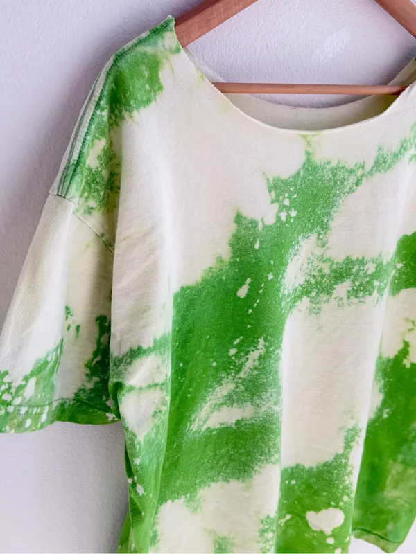 Bleached grunge off the shoulder tee Green Size XL - Image 6