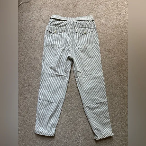 American Eagle Pinstripe High Waisted Belted Pants - Image 5
