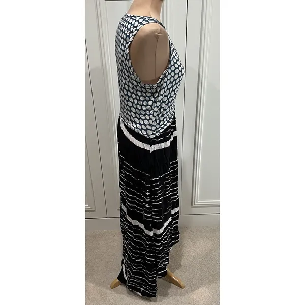 Anthropologie Lilka Mixed Media Maxi Dress‎ Polka Dot Stripe Boho Artsy Hippie - Image 4
