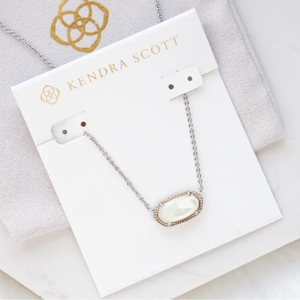 Kendra Scott Elisa White Mother of Pearl Necklace Silver - Image 4