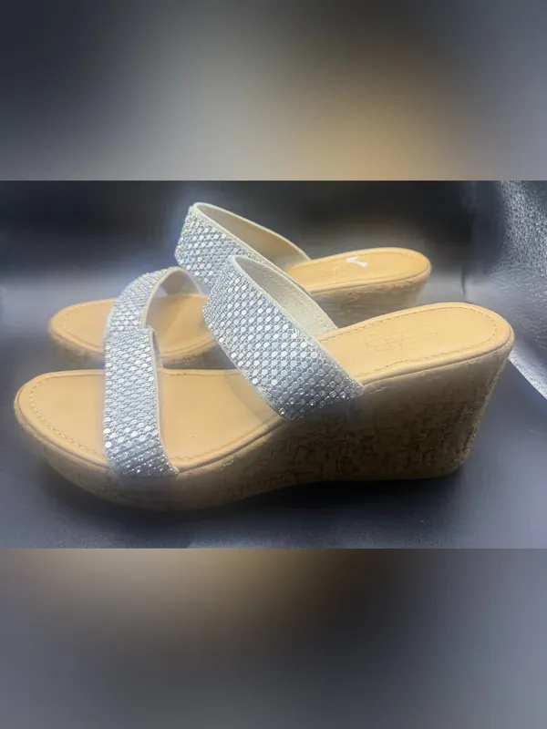 FAB Made in Italy Rhinestone Wedge Sandals - Image 7
