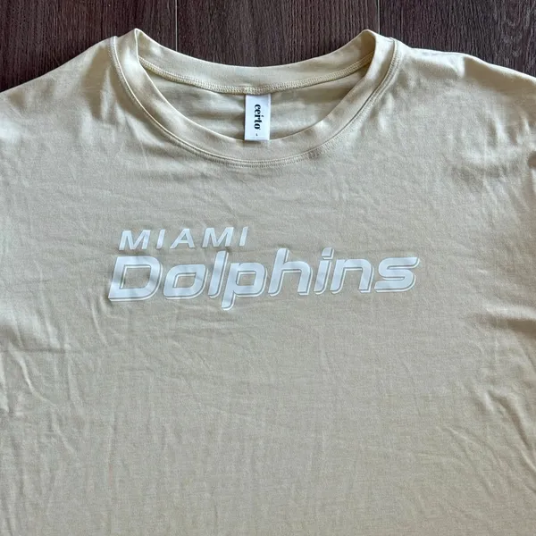 Miami Dolphins Shirt NFL Football Slouchy Fan Logo Cream Minimalist Women Large - Image 3