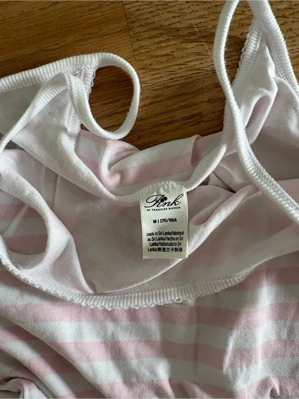 Frankie's Bikinis Pink and White Striped Cami & Short Sleep Set - Image 4