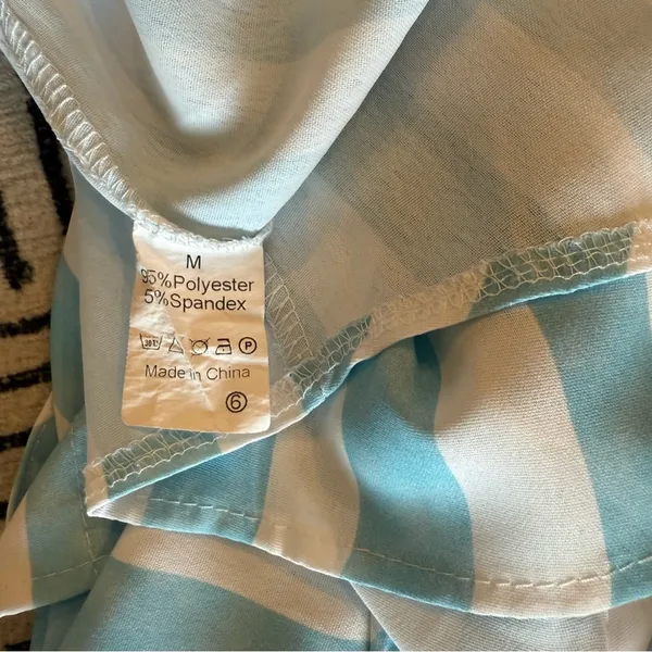 Striped Blue and White Button - Image 3