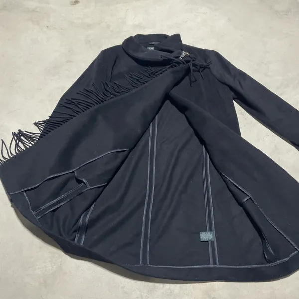 Vintage Lauren Ralph Lauren Women's Cape Dress Coat Black Wool Blend Size M - Image 6