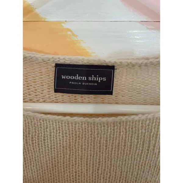 Wooden Ships XOXO Sweater Womens Small Cream Knit Slouchy Casual - Image 5