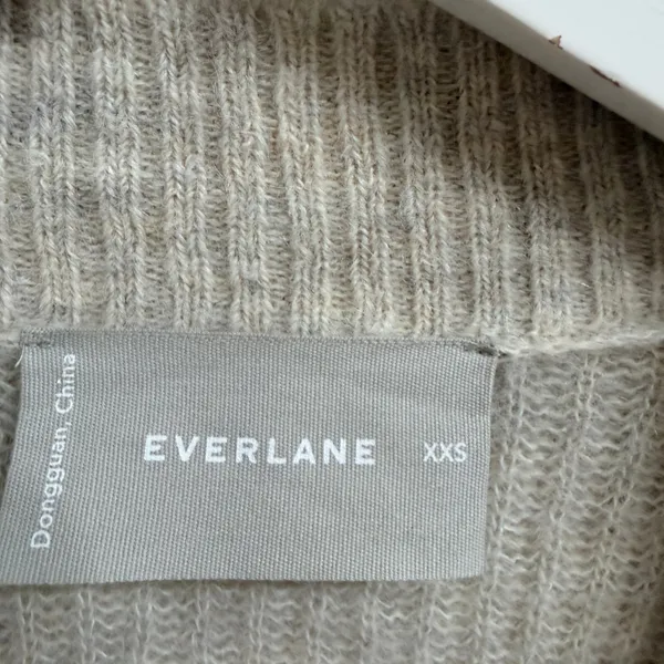 Everlane The Oversized Alpaca‎ Cardigan Oatmeal Cream/Gray Knit XXS Cozy Soft - Image 8