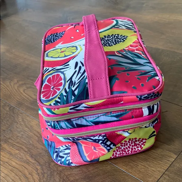 Colorful Fruit Print Large Double-Zip Beauty Case Brush Holders 10.5”x 7”x5.5” - Image 11