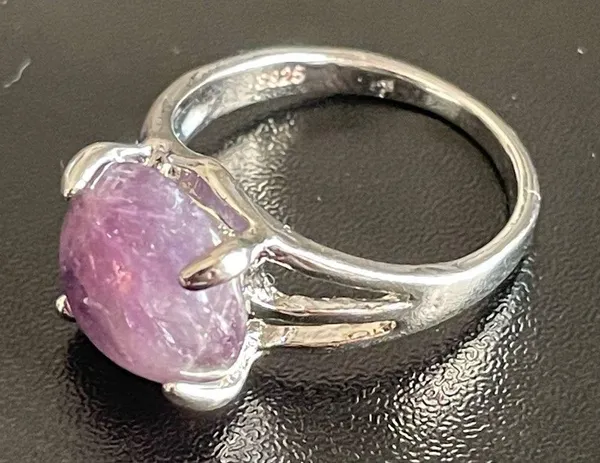 Round purple amethyst S925 silver ring size 7.5 - Image 7