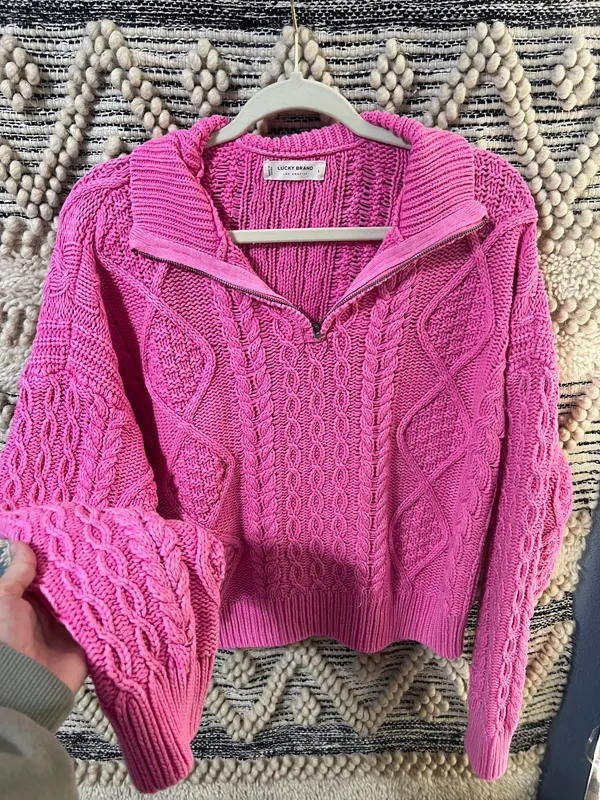 Lucky Brand Cable Zip mock Neck Sweater - Image 2