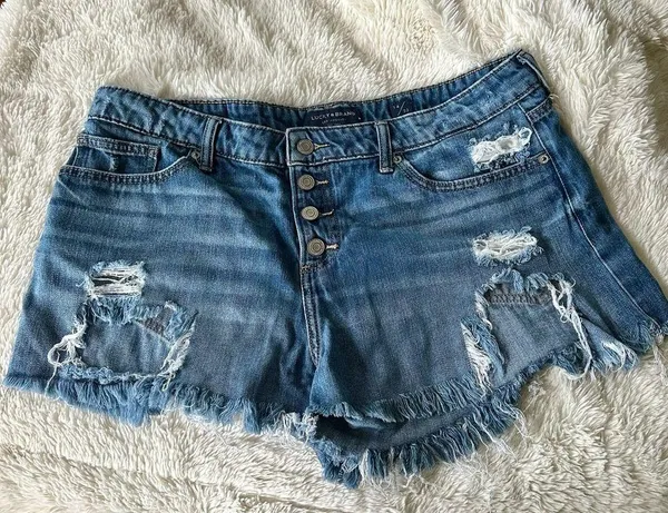 Lucky Brand Cut Off Denim Plus Size Shorts Size 14/32 - Image 5
