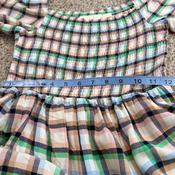 Maeve Anthropologie Plaid Smocked Maxi Dress XS Cottagecore Prairie Long‎ Sleeve - Image 14