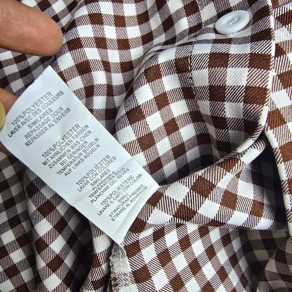PrettyLittleThing Brown Gingham Peter Pan Collar‎ Ruffle Shirt Dress Size 8 - Image 5