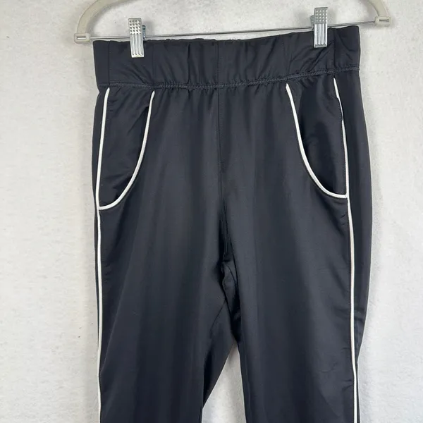 Gymshark Black Joggers Athletic Track Pants White Piping Logo‎ Womens Small - Image 3