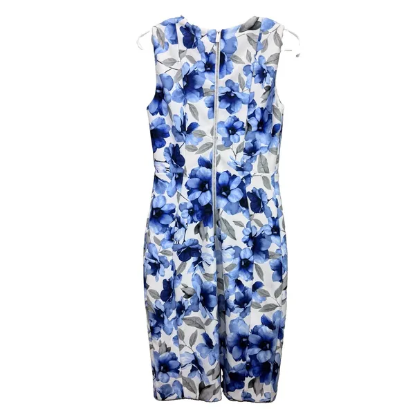 Calvin Klein Blue Floral Stretch Scuba Sleeveless Sheath Dress Office Wedding 6 - Image 5