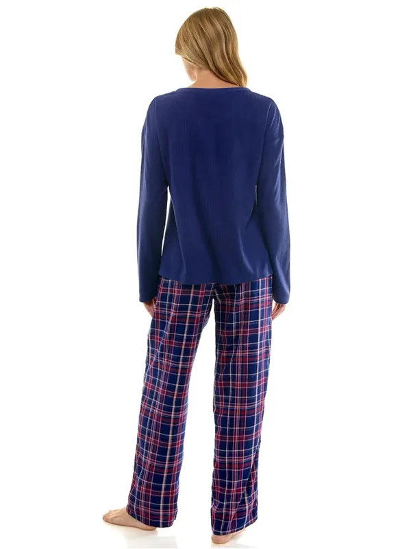 Croft & Barrow Henley Top & Rayon Pajama Bottom Set Dina Plaid Large NWT - Image 2