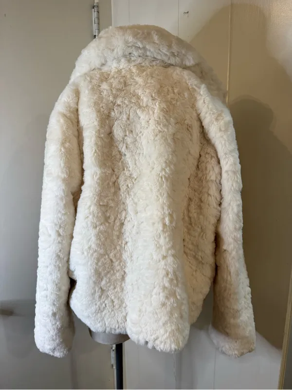 Ophelia Roe Cozy Cream Teddy Jacket - Plush Faux Fur Women's Coat Sz M - Image 3