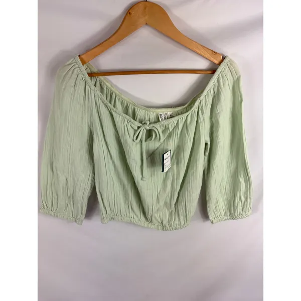 NWT Roxy Mint Green Off Shoulder Crop Top Size Medium - Image 4