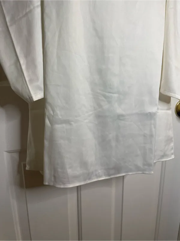 Danielle Bernstein White Square Neck Long Sleeve Mini Dress Size Large - Image 3