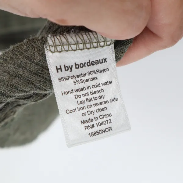 H by bordeaux Sweater Women's L Olive Ribbed Asymmetrical Seam Excellent - Image 3