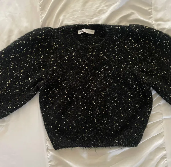ZARA Metallic Thread Speckled Puffy Sleeve Knit Sweater - Image 11