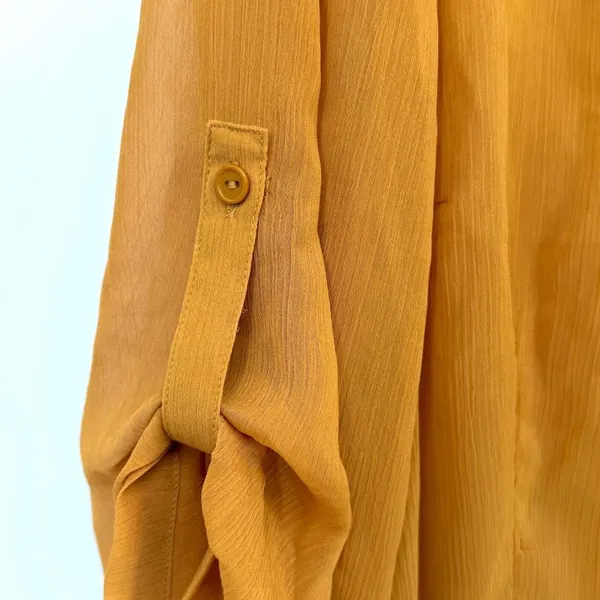 City Chic Tunic Womens 18 Gold High-Low Sheer Roll-Tab‎ Sleeve Boho Minimalist - Image 4
