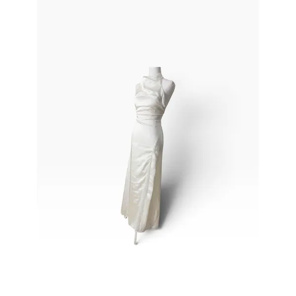 Lulus Women White Satin Strapless Maxi Dress XS - Image 2