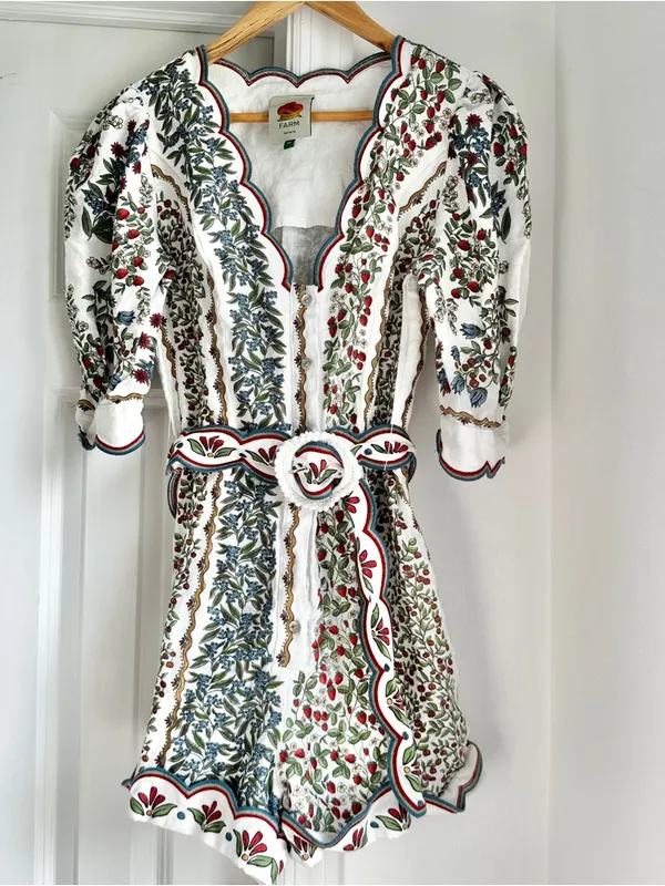 Farm Rio Fruit Beauty Floral Belted Romper - Image 4