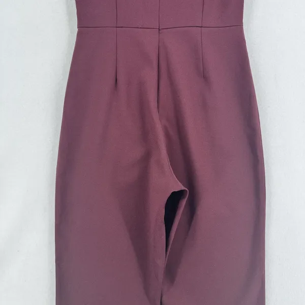 ASOS Burgundy Lace Jumpsuit Women US 6 Crochet Mesh Bodice Tapered Leg Formal - Image 7