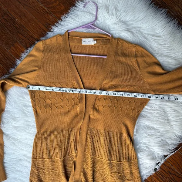 Dreamers Mustard Gold Open Cardigan L Lightweight Cotton Blend - Image 7