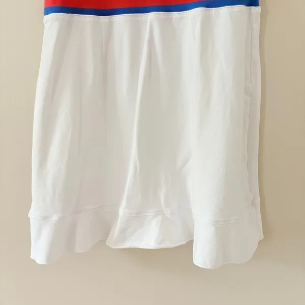 Boston Proper Sport Dress Medium White Red Blue Striped French Terry Flounce Hem - Image 7