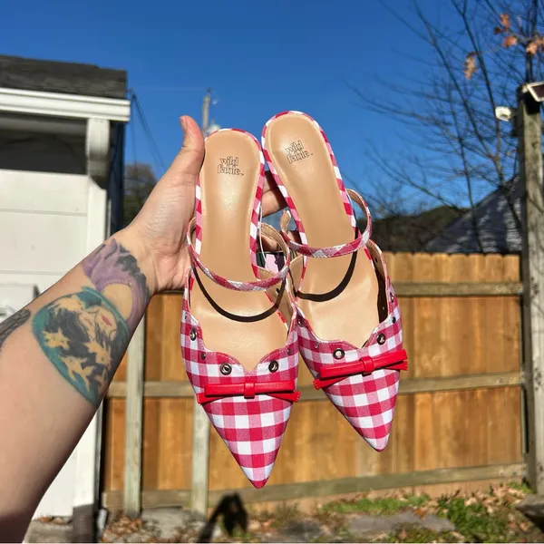 Nwt Wild Fable - Women's Lysandra Gingham Eyelet Kitten Heels - size‎ 8.5 plaid - Image 6