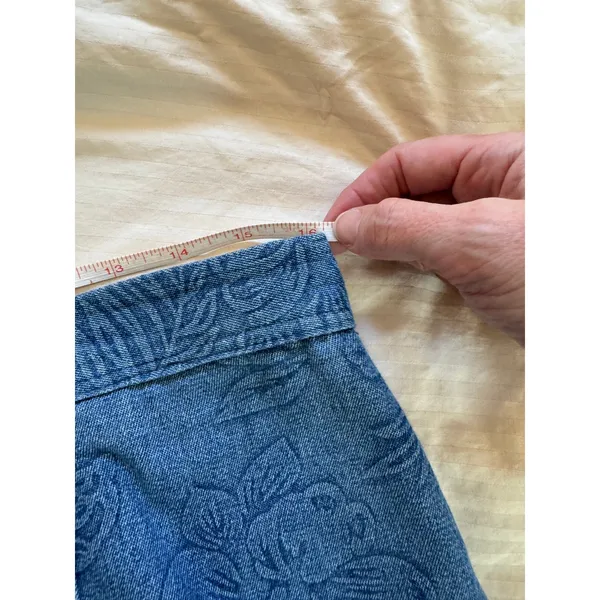 Blue Denim Floral Print Button Front A-Line Midi Skirt - Image 6