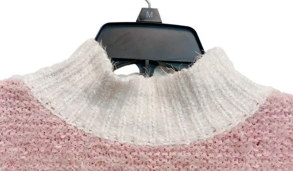 Altar'd State High Neck Stripe Pink White Sweater M/L loose Fit Winter Fall Knit Fringe - Image 5